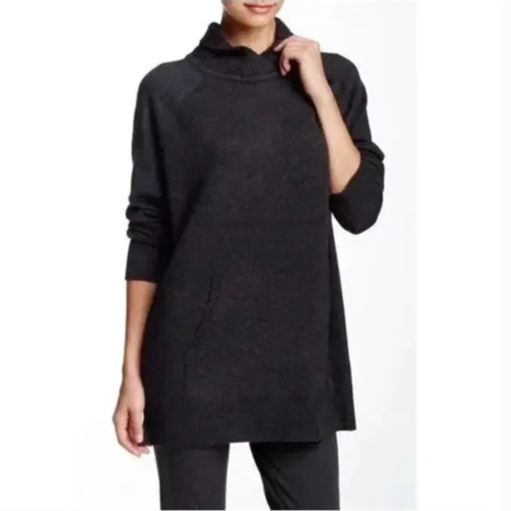 Vince Sweater S Wool Yak Charcoal Gray Kangaroo Pocket